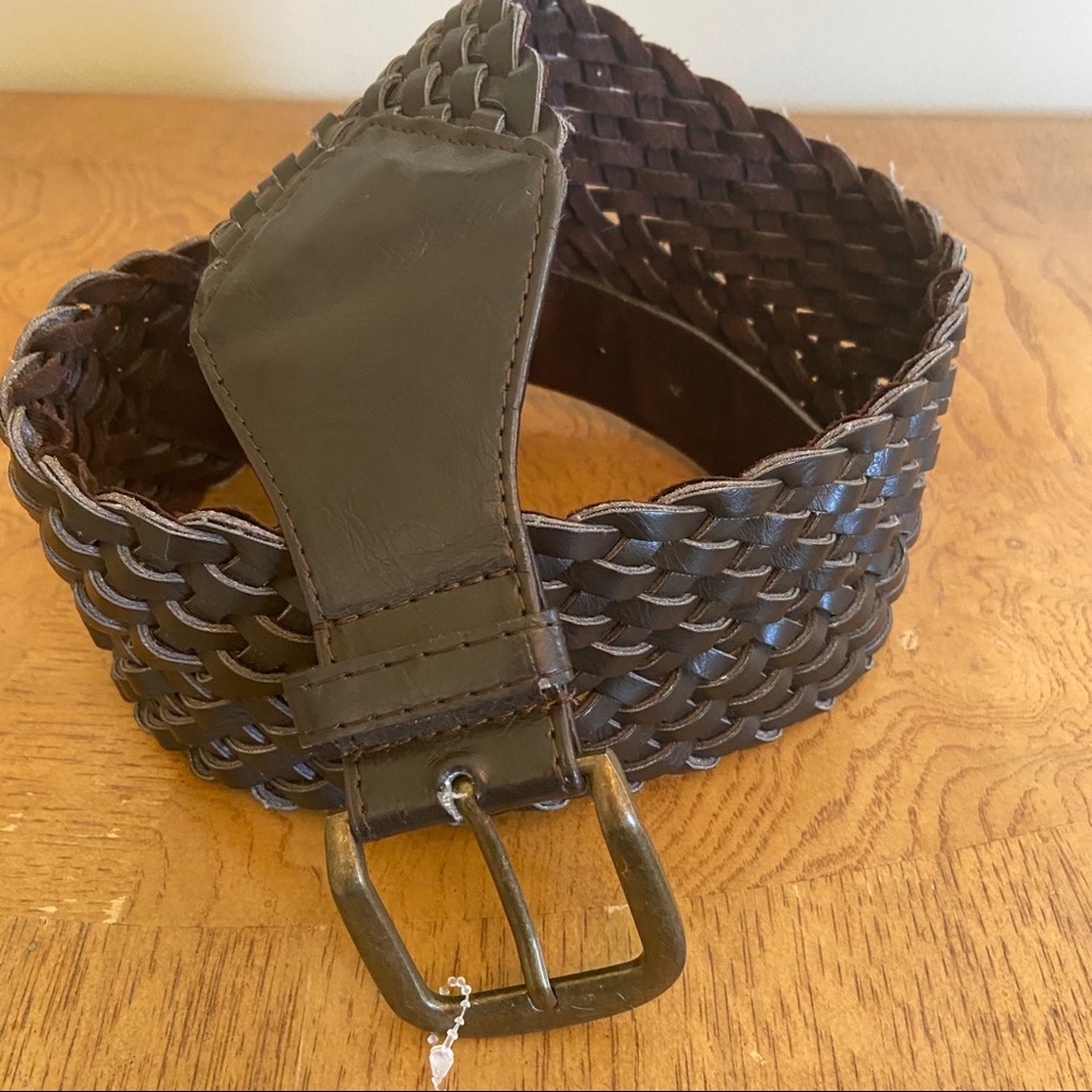 Brown Braided Wide Womens Belt sz S/M